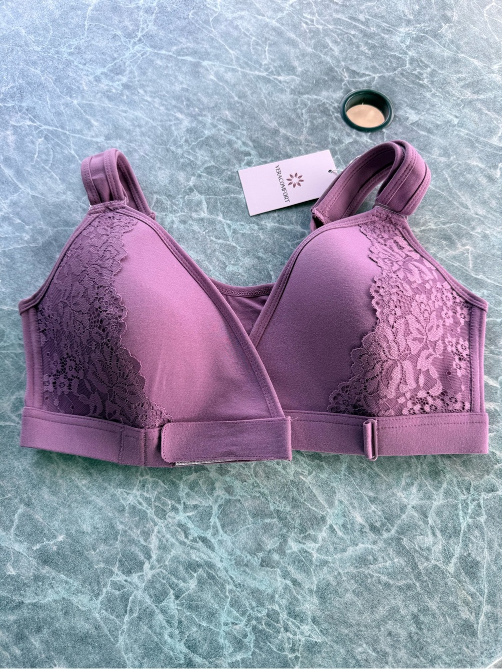 Lace-Trim Wireless Bralette in Dusty Mauve